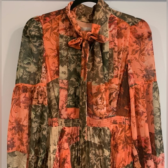 Excellent Condition, Rachel Parcell- Pleated Chiffon Midi Dress w/ Bow, Size 0 - Picture 6 of 15